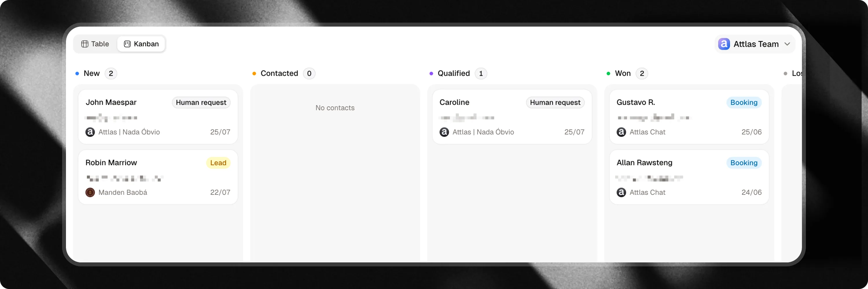 CRM Kanban view