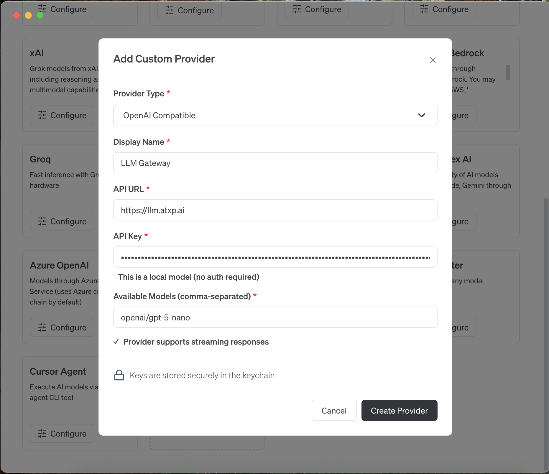 Use the LLM Gateway in apps - ATXP Docs