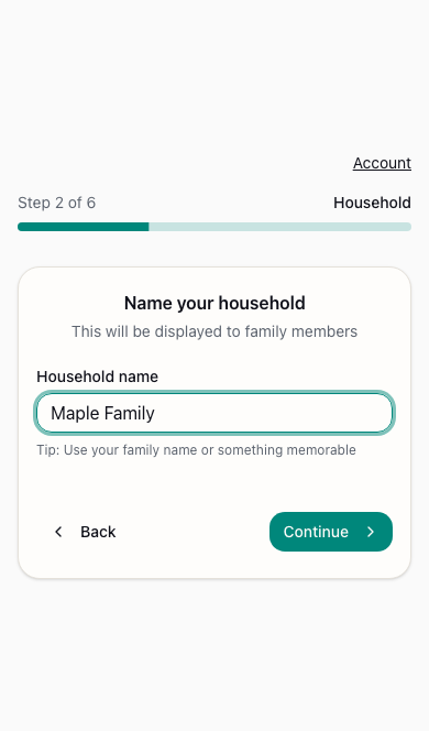 Household name set to Maple Family during onboarding