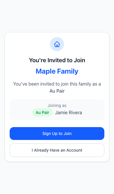 Invitation to join Maple Family as Au Pair Jamie Rivera