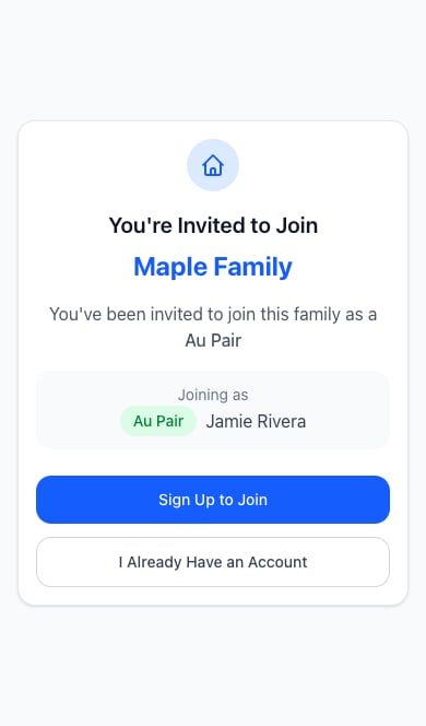 Invitation to join Maple Family as Au Pair Jamie Rivera