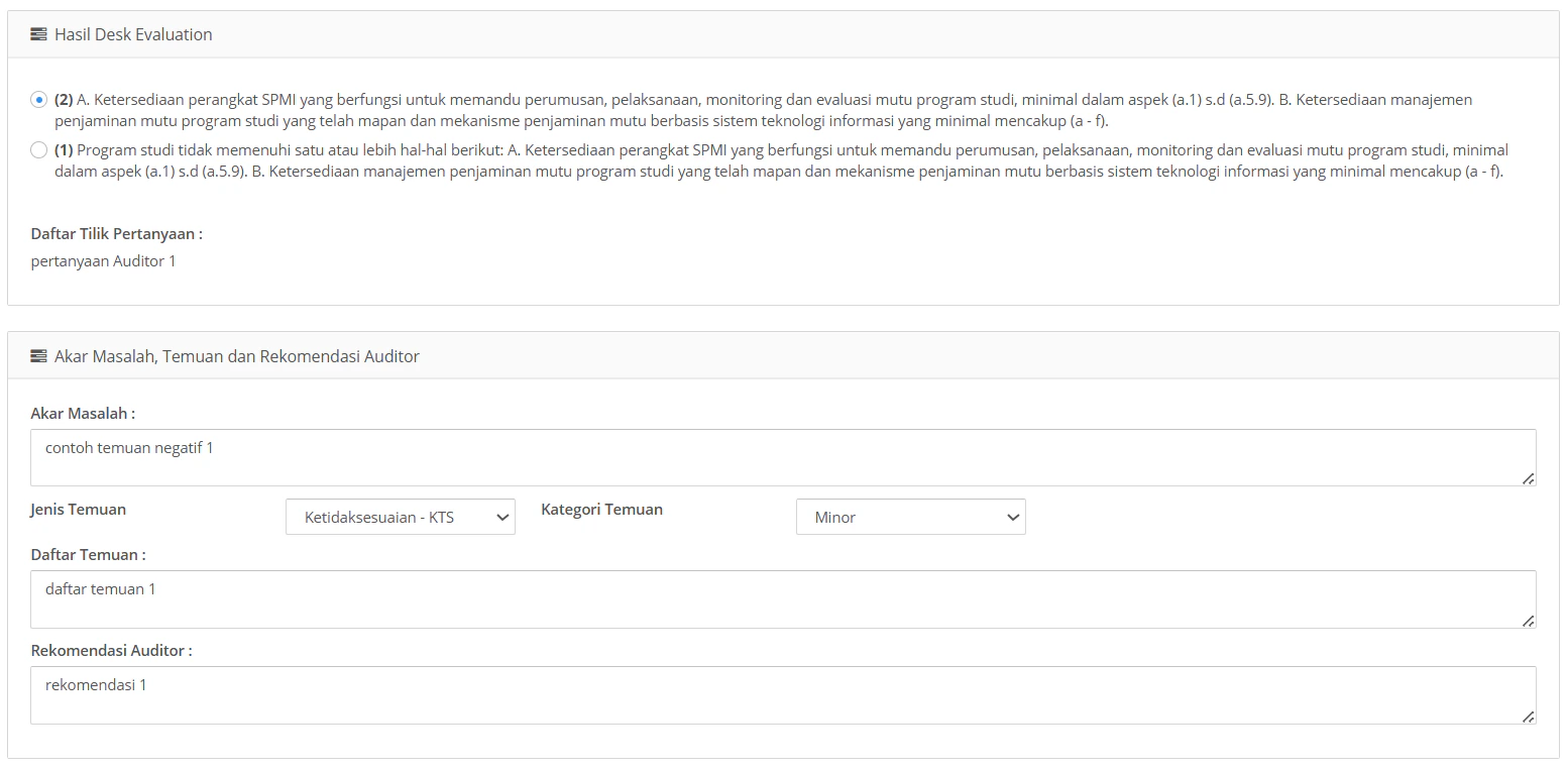 Auditor Form Visitasi