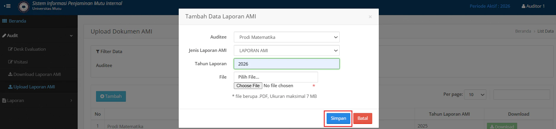Auditor Simpanami