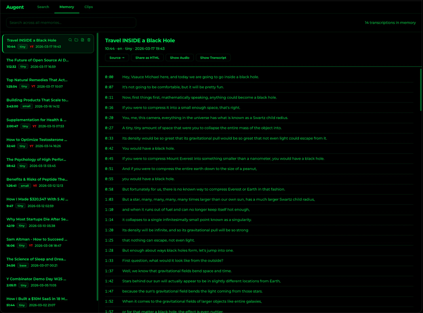 Augent Web UI — Memory Explorer