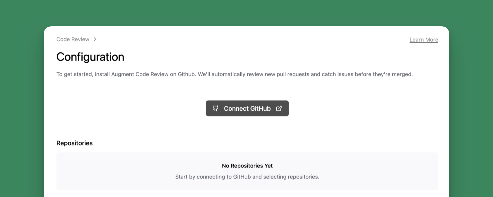 Code Review Settings Configure button