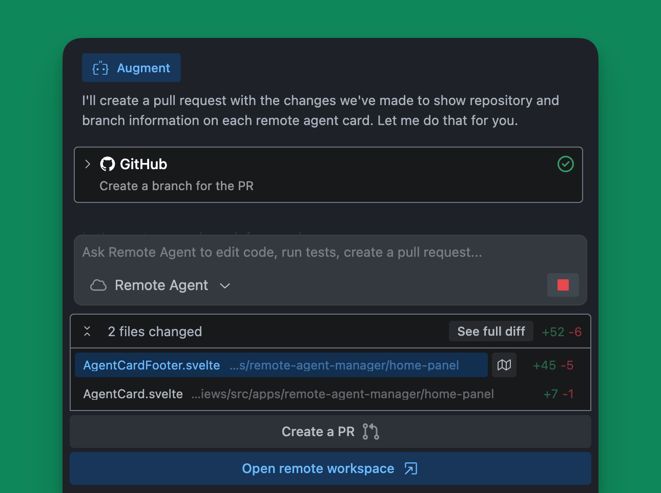 Augment Agent Pull Request