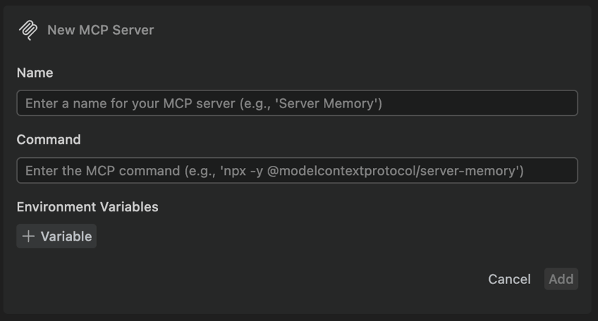 Mcp Server Setup Example Setup Model Context Protocol servers - Augment