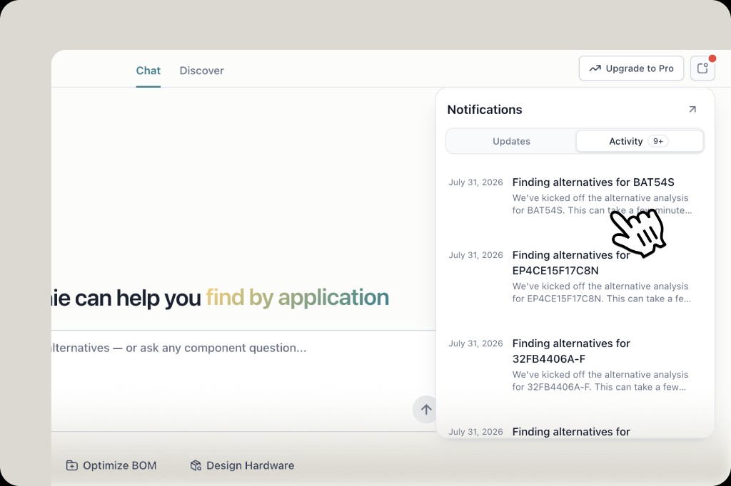 Notifications Activity tab showing alternative analysis enrichment tasks in progress