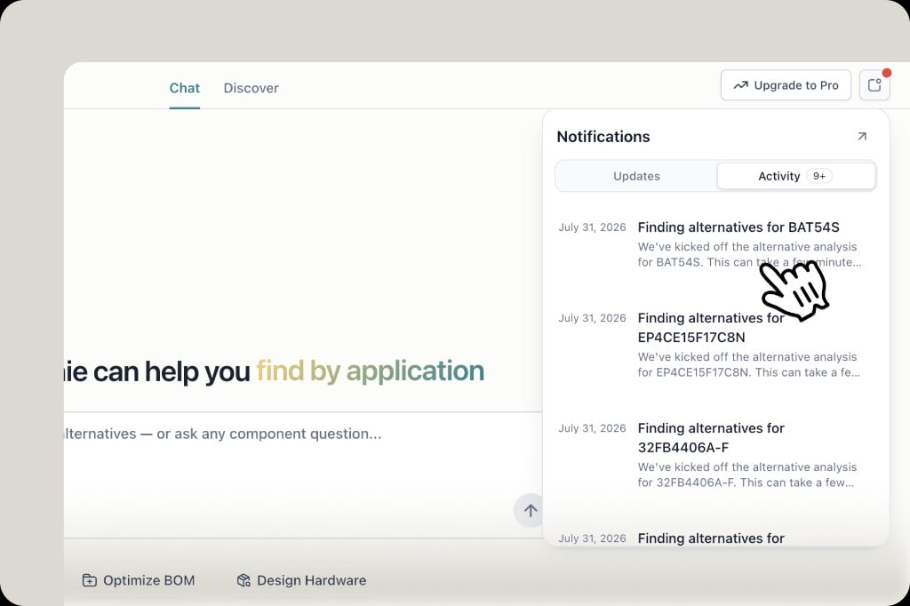 Notifications Activity tab showing alternative analysis enrichment tasks in progress