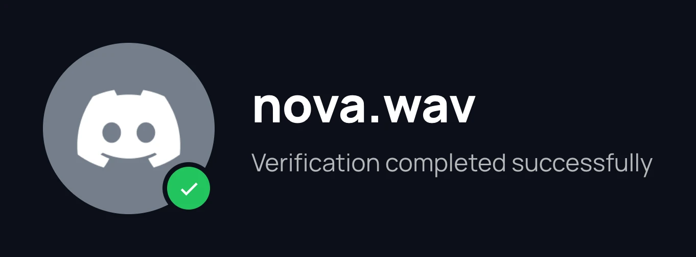 The verification page after a successful verification