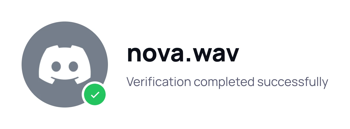 The verification page after a successful verification