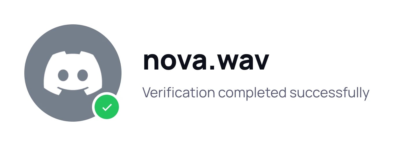 The verification page after a successful verification