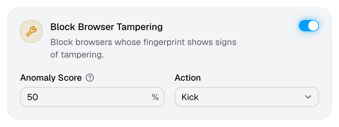 The Block Browser Tampering card on the Premium page