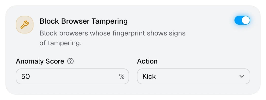 The Block Browser Tampering card on the Premium page
