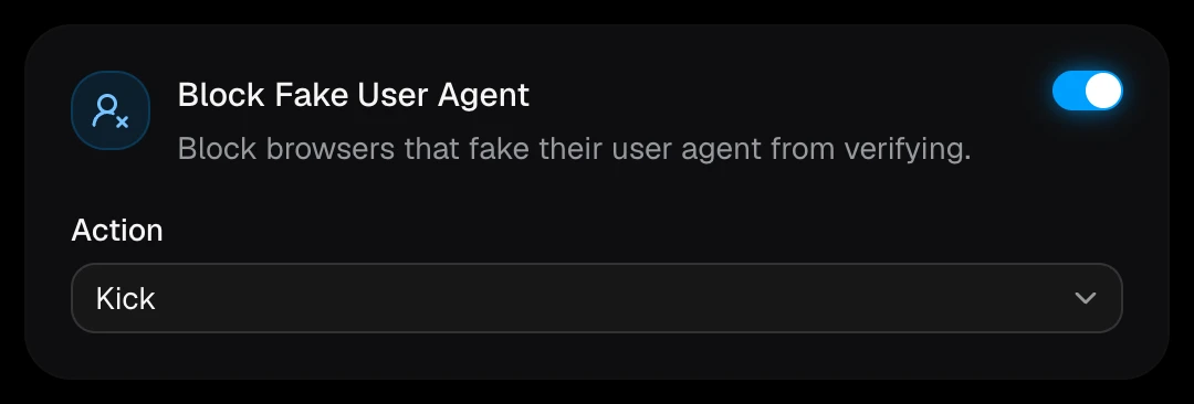 The Block Fake User Agent card