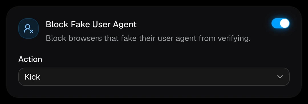 The Block Fake User Agent card