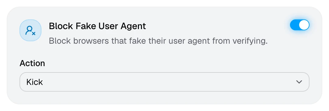 The Block Fake User Agent card