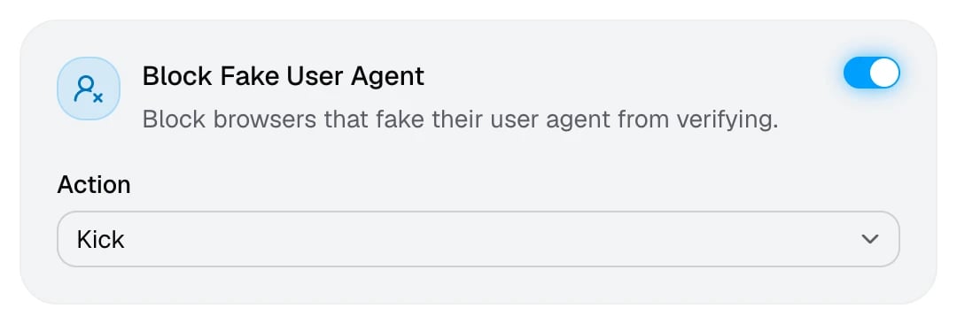 The Block Fake User Agent card
