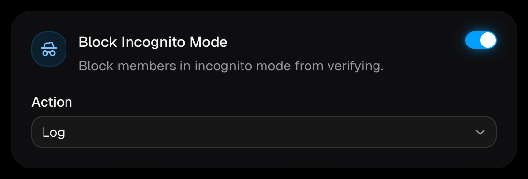 The Block Incognito Mode card