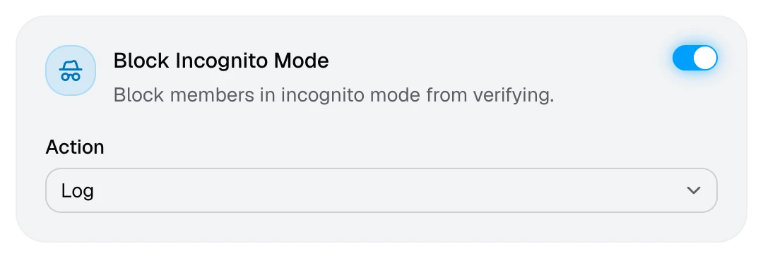 The Block Incognito Mode card