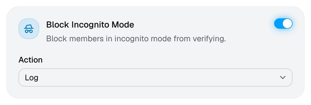 The Block Incognito Mode card