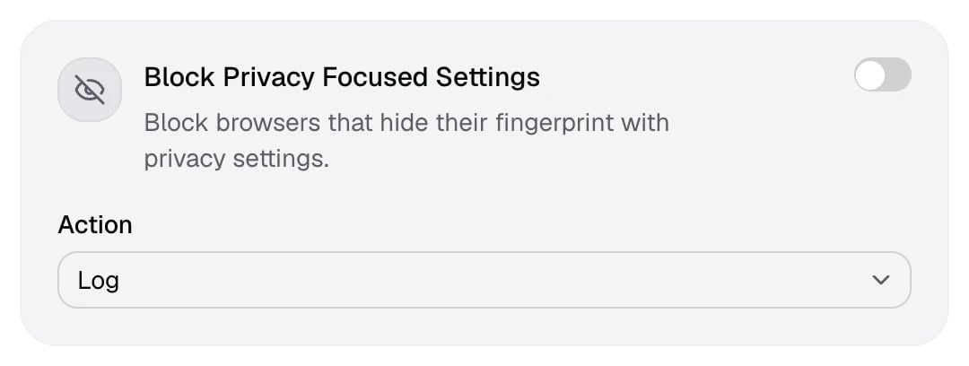 The Block Privacy Focused Settings card