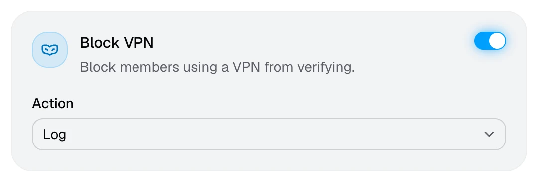 The Block VPN card