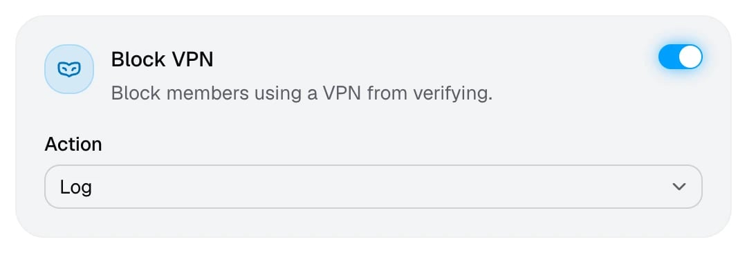 The Block VPN card