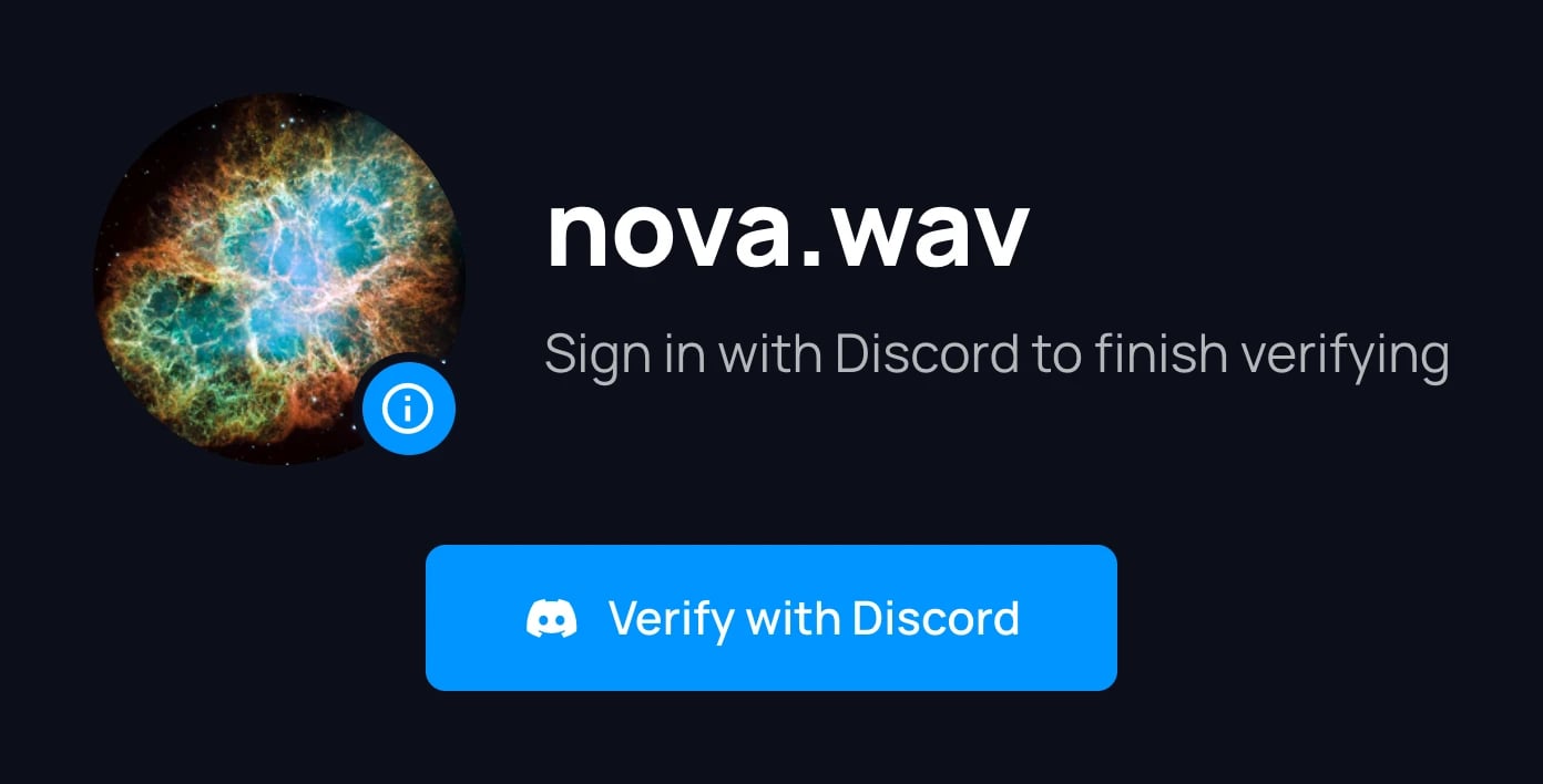 The verification page asking you to continue with Discord