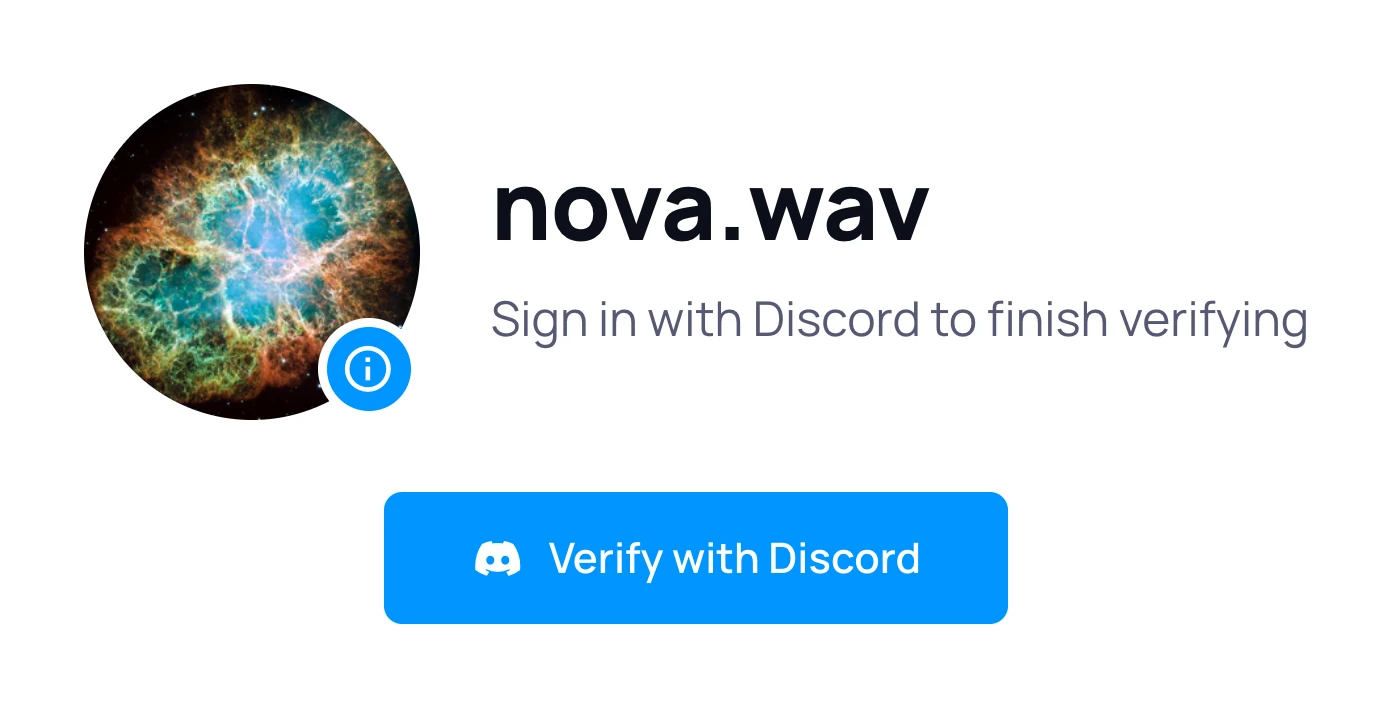 The verification page asking you to continue with Discord