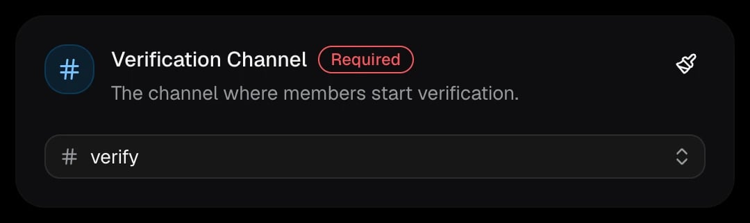 The Verification Channel card on the dashboard