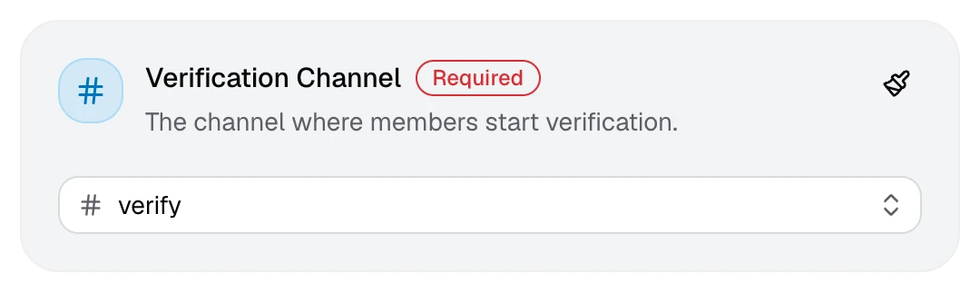 The Verification Channel card on the dashboard