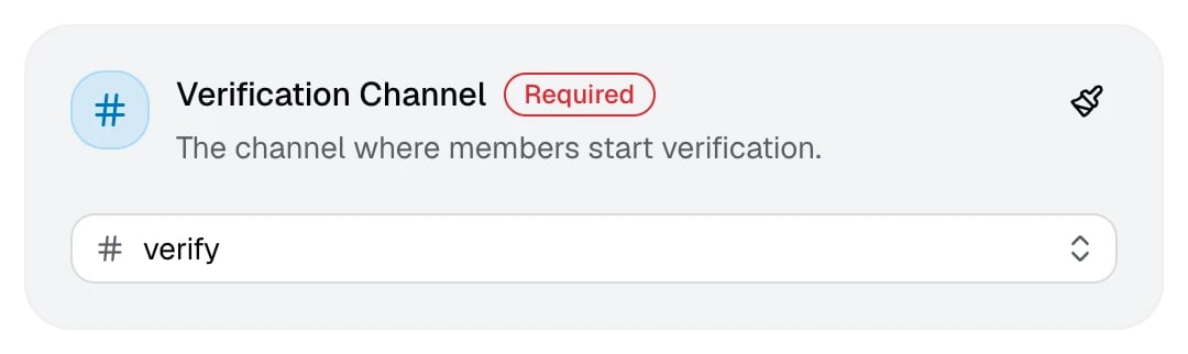 The Verification Channel card on the dashboard