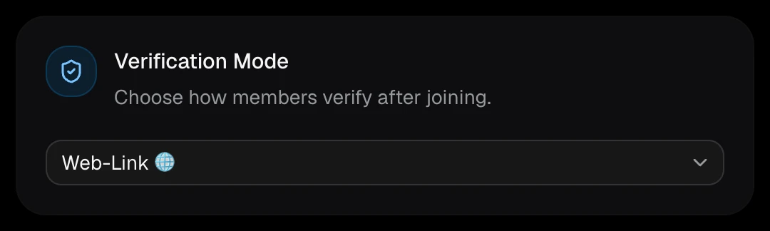 The Verification Mode card on the dashboard