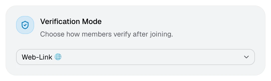 The Verification Mode card on the dashboard