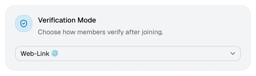 The Verification Mode card on the dashboard