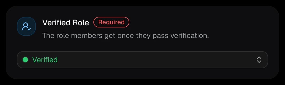 The Verified Role card on the dashboard