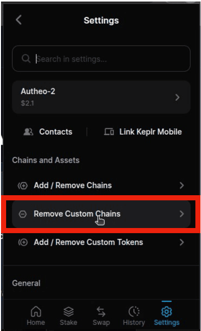 Remove Custom Chains