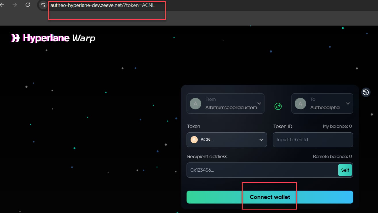 Bridge connect wallet — step 1
