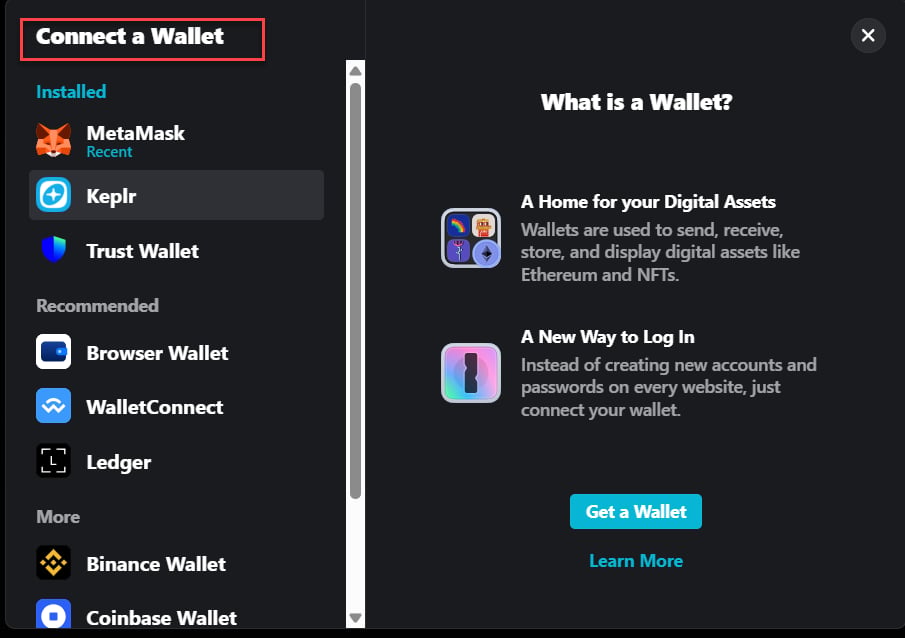 Bridge connect wallet — step 2