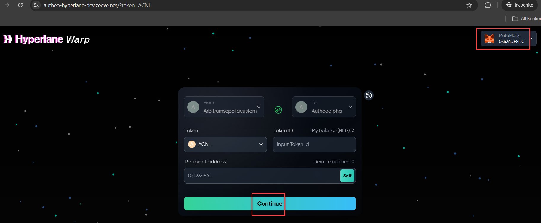 Bridge connect wallet — step 4, wallet connected