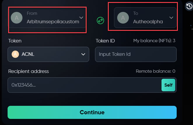 Chain selection modal