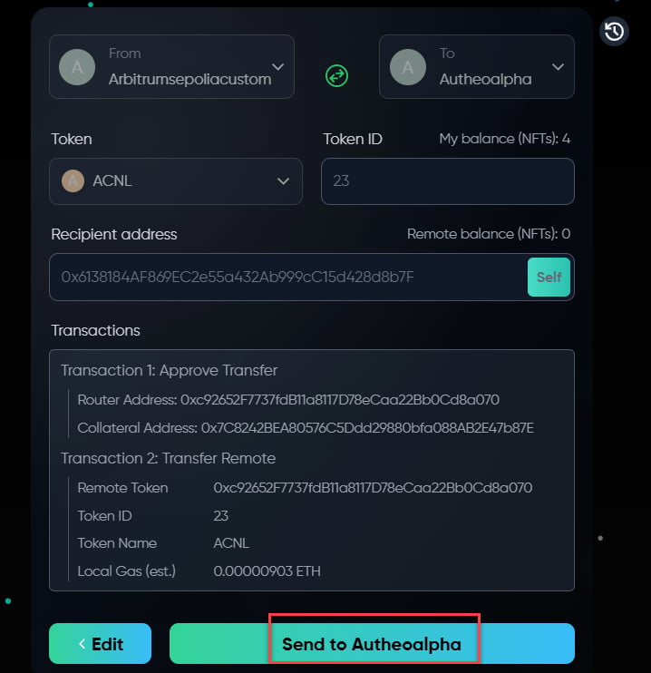 Sign transaction — step 1