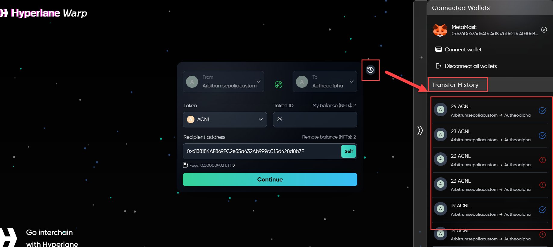 Transfer delivery tracking — in progress