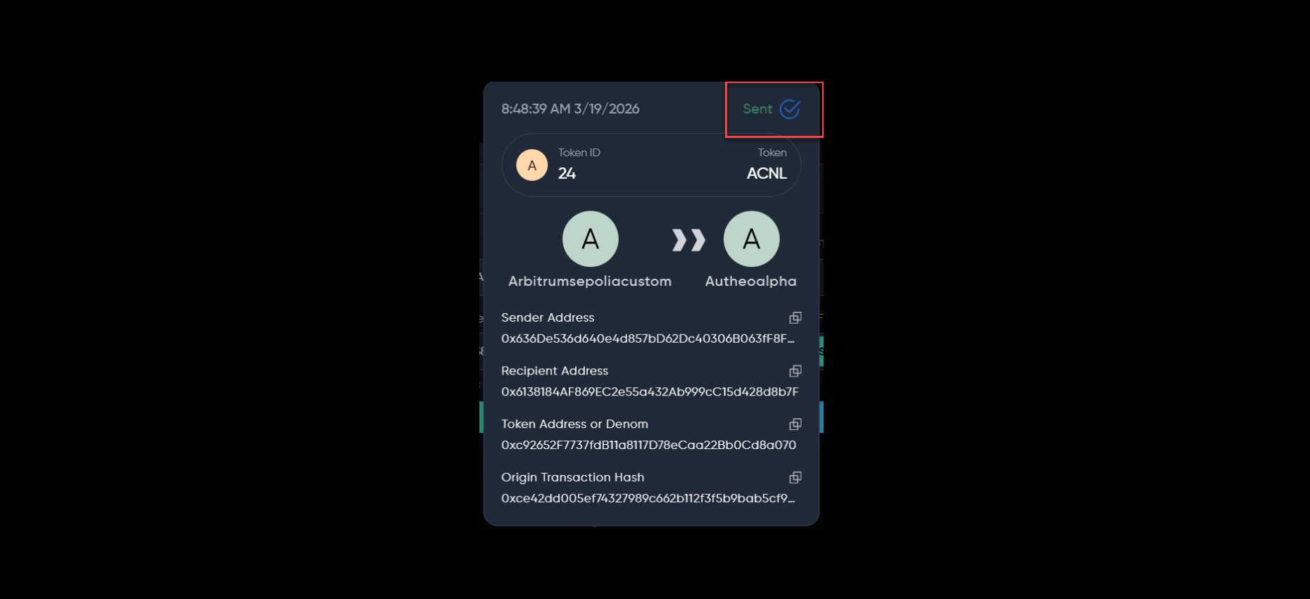 Transfer delivery tracking — completed