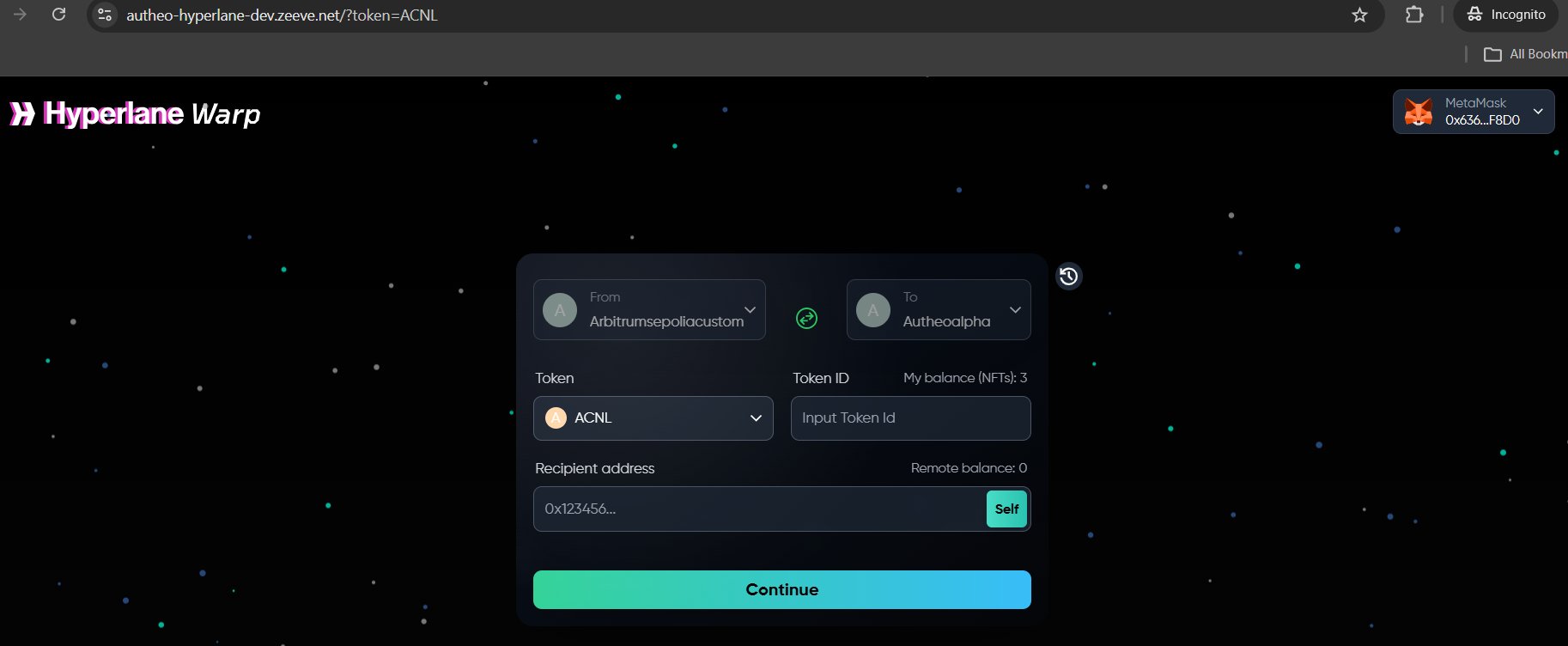 Bridge transfer token form