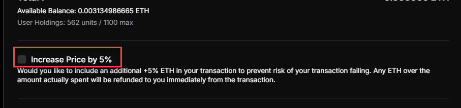 Safety Fund checkbox option