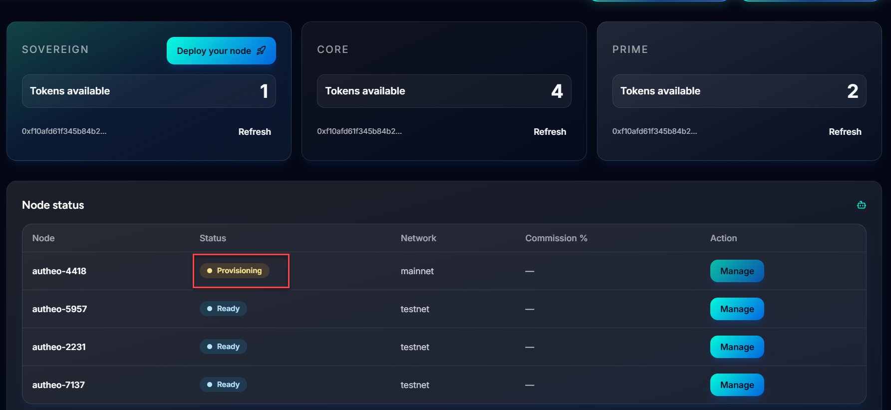Node deployment configuration — step 3