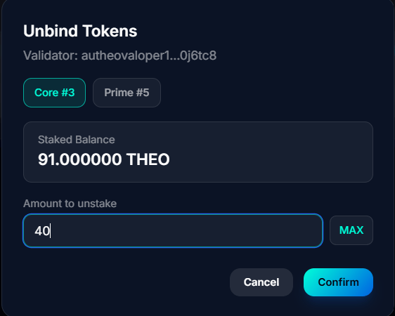 Unstake amount input modal