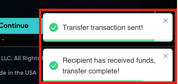 Bridging success confirmation